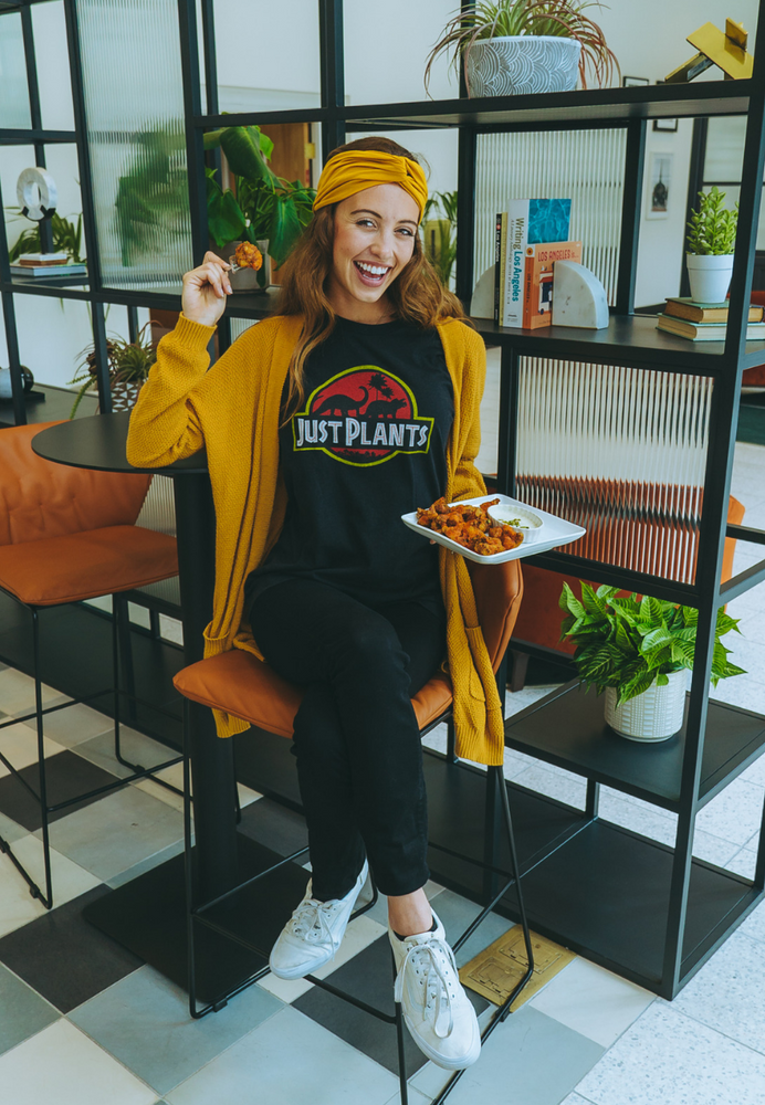 Just Plants Jurassic Park Vegan Shirt Design by Vegetaryn 