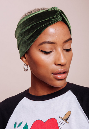 Kale Green Velvet TURBAN 